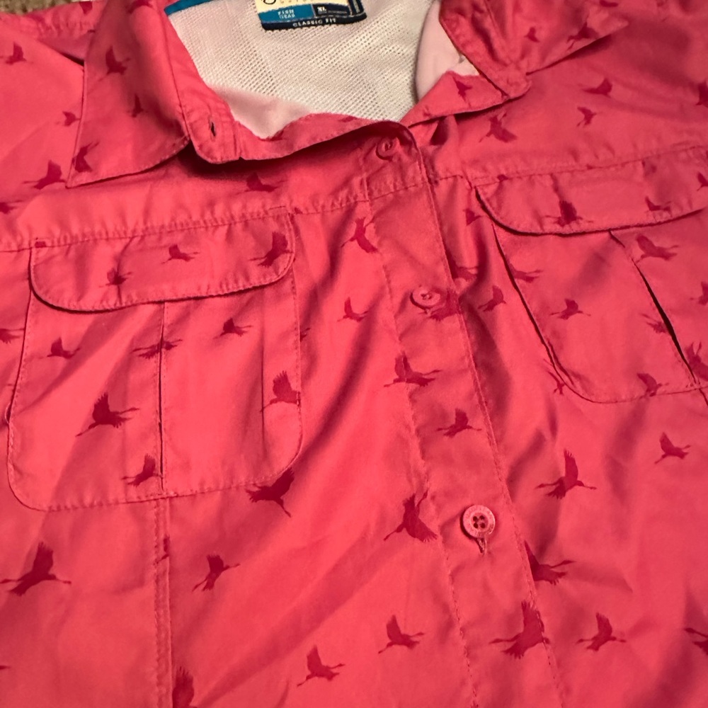 Magellan Outdoors Pink Polo Button Down Shirt Short Sleeve